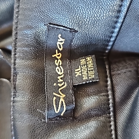 Shinestar black vegan leather pants not worn Size XL washable high rise - Picture 9 of 11